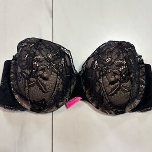 3/$30 La Senza Black Strapless Bra size 34D - lace and  lightly lined